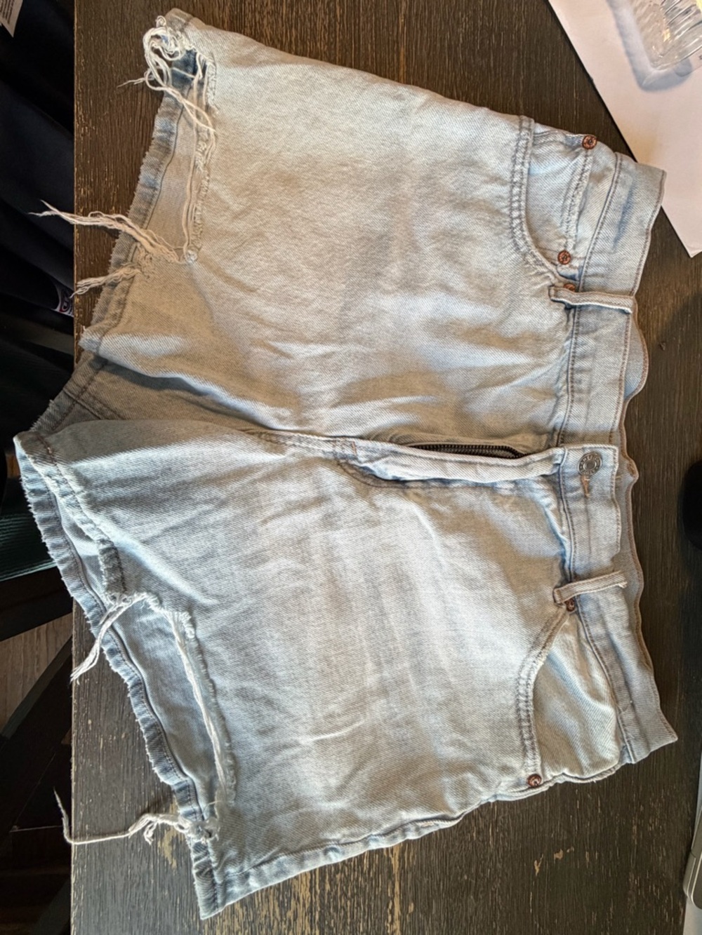 American Age Light Wash Distressed Denim Shorts